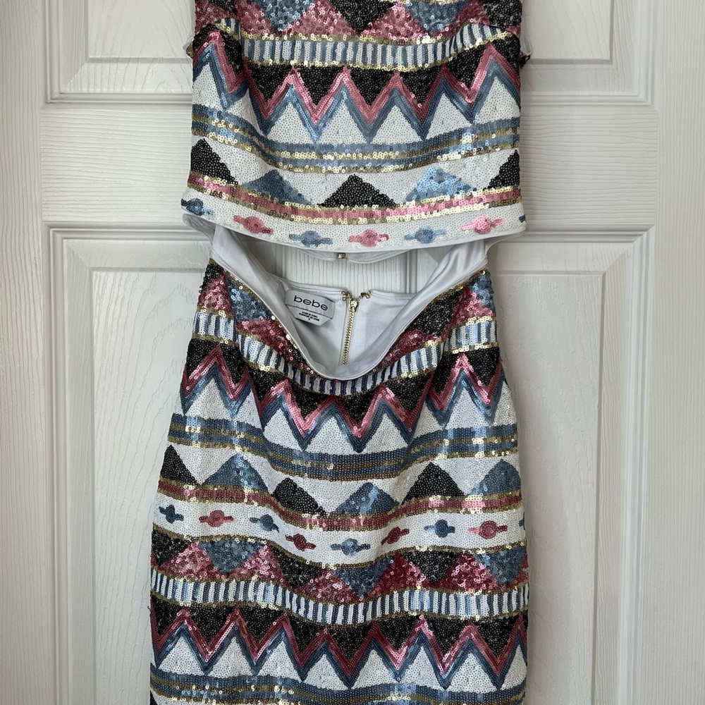 Bebe Multicolor Sequin Dress